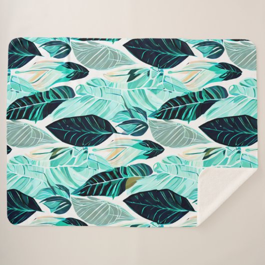 groene bladeren sherpa deken (Voorkant (horizontaal))