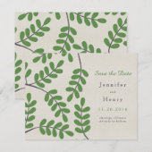 Groene bladeren Sla de datumkaarten op Save The Date (Voorkant / Achterkant)