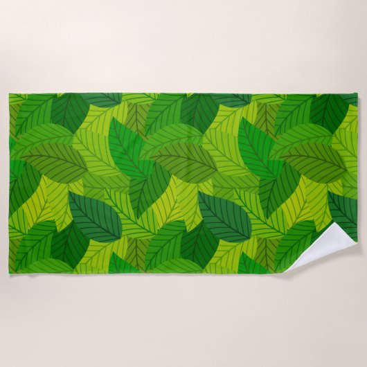 Groene bladeren strandhanddoek strandlaken (Voorkant)