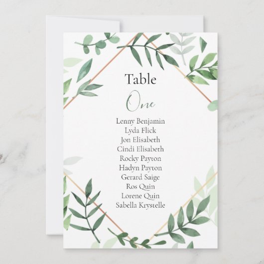 Groene bladeren Tabelnummer Kaart (Achterkant)