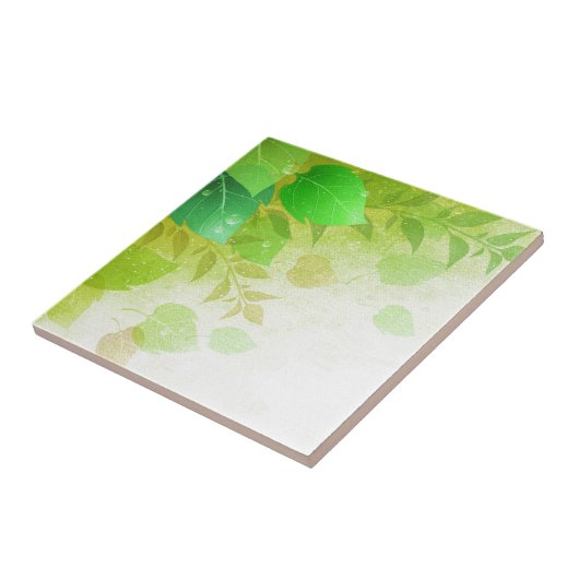groene bladeren tegeltje (Zijkant)