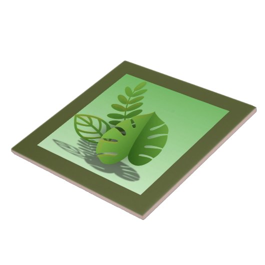 Groene Bladeren Tegeltje (Zijkant)
