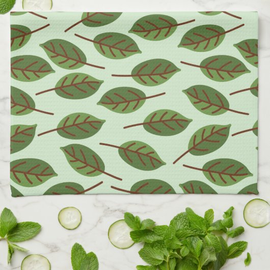 Groene bladeren theedoek (Gevouwen)