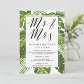 Groene bladeren trouwenkaart | De heer en mevrouw Kaart (Staand voorkant)