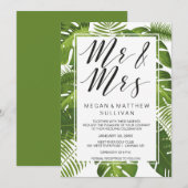 Groene bladeren trouwenkaart | De heer en mevrouw Kaart (Voorkant / Achterkant)