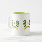 Groene bladeren tweekleurige koffiemok (Voorkant links)