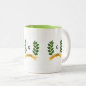 Groene bladeren tweekleurige koffiemok (Voorkant rechts)