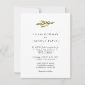 Groene bladeren typografie klassieke bruiloft kaart (Voorkant)