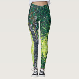 Groene bladeren van de vogelboom leggings
