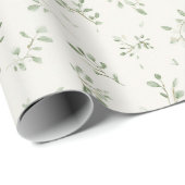 Groene Bladeren Verjaardag Crème Cadeaupapier (Rol Hoek)