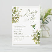 Groene bladeren verjaardag kaart (Staand voorkant)