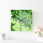 Groene bladeren vierkante klok (Huis)