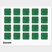 Groene bladeren vierkante sticker (Vel)