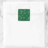 Groene bladeren vierkante sticker (Tas)