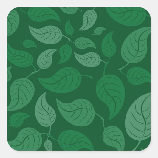 Groene bladeren vierkante sticker (Voorkant)