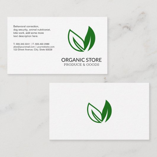 Groene bladeren visitekaartje (Voorkant / Achterkant)