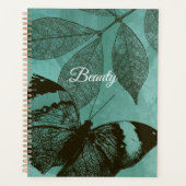 Groene Bladeren Vlinder Schoonheid Planner (Voorkant)