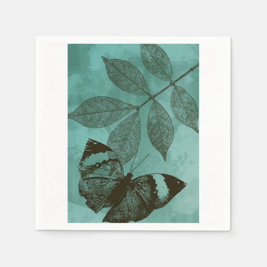 Groene bladeren vlinder servetten (Voorkant)