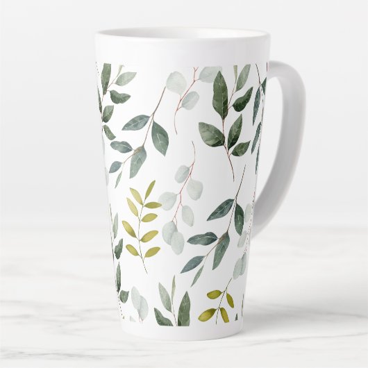 Groene bladeren Waterverf Latte Mok (Rechterhoek)