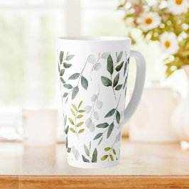 Groene Bladeren Waterverf Patroon Latte Mok