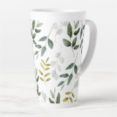 Groene Bladeren Waterverf Patroon Latte Mok (Rechterhoek)
