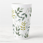 Groene Bladeren Waterverf Patroon Latte Mok (Voorkant)