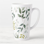 Groene Bladeren Waterverf Patroon Latte Mok (Rechts)
