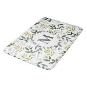 Groene Bladeren Waterverf Patroon met Monogram Badmat (Gekanteld)
