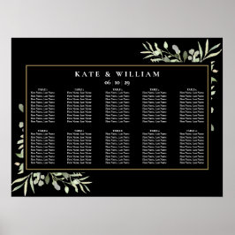 Groene Bladeren Waterverf Trouw Zittijd Chart Poster