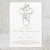 groene bladeren wit kruis Eerste Heilige Communie Kaart