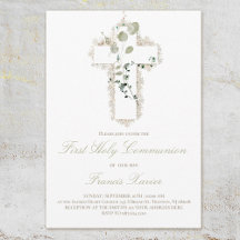 groene bladeren wit kruis Eerste Heilige Communie