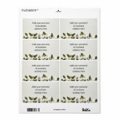 Groene Bladeren Witte Bellen Verzendlabel (Full Sheet)