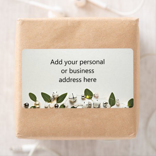 Groene Bladeren Witte Jingle Bells Verzendlabel (Insitu)