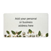 Groene Bladeren Witte Jingle Bells Verzendlabel (Voorkant)