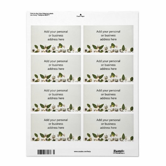 Groene Bladeren Witte Jingle Bells Verzendlabel (Full Sheet)