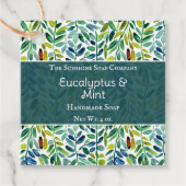 Groene bladeren Zeep Cosmetica Badzouten Label (Voorkant)