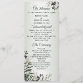 Groene Bladeren Zwarte Olijf Elegant Bruiloft Programmakaart (Voorkant)