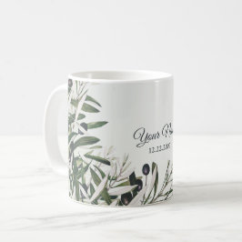 Groene Bladeren Zwarte Olijf Elegant Trouwcadeau Koffiemok