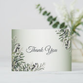 Groene Bladeren Zwarte Olijf Elegante Trouw  Bedankkaart (Staand voorkant)