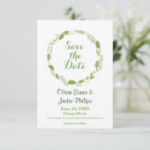 Groene Bladerenkranchevron - 3x5 Save the Date (Staand voorkant)