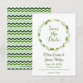 Groene Bladerenkranchevron - 3x5 Save the Date (Voorkant / Achterkant)