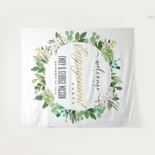 GROENE BLADERENKrans Aquarel TROUWKAART WELKOM Wandkleed (Voorkant (horizontaal))