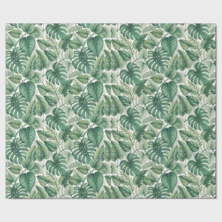 Groene bladerenpatroon cadeaupapier