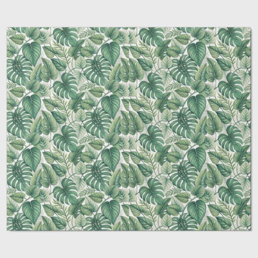 Groene bladerenpatroon cadeaupapier (Zoom)