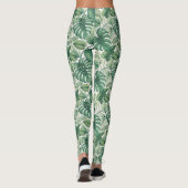 Groene bladerenpatroon leggings (Achterkant)