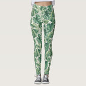 Groene bladerenpatroon leggings (Voorkant)
