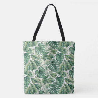 Groene bladerenpatroon tote bag
