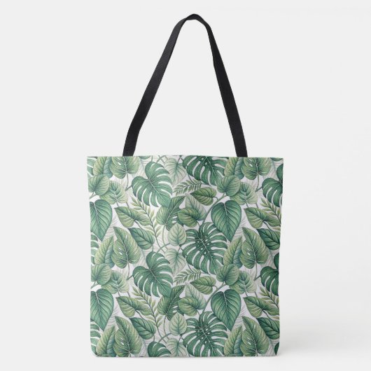Groene bladerenpatroon tote bag (Voorkant)