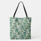 Groene bladerenpatroon tote bag (Achterkant)