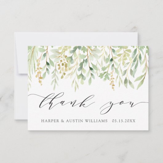 Groene Bladerentuin Trouwdag Bedankkaart (Voorkant)